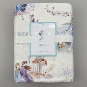 Pottery Barn Kids FULL Sheet Set Disney Frozen Enchanted Forest Organic Cotton